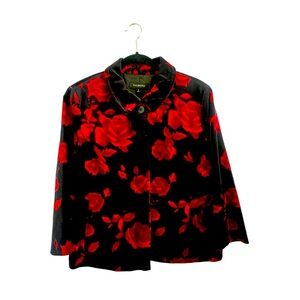 Talbots Black and Red Velvet Jacket-Size 12